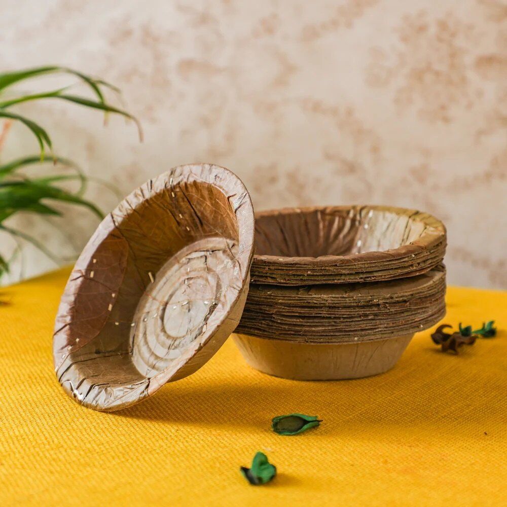 Areca Palm Leaf Bowls – Biodegradable & Eco-Friendly Disposable Bowls for Parties and Catering (20 Bowls)