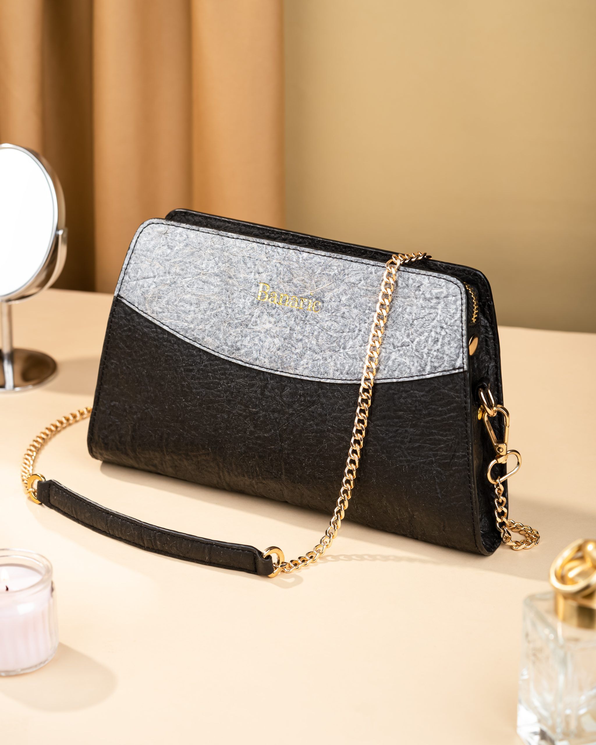 Black and Grey Zen Clasp Crossbody